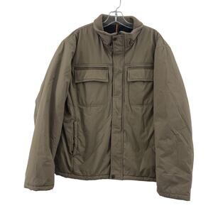 Royal Falcon Beige Winter Coat Fleece Lined Polyester Men's Jacket L Preowned